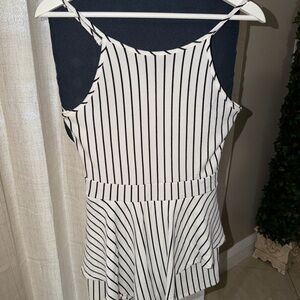 Hello Miss Black & White Striped Romper Size Small Open Back Flowy